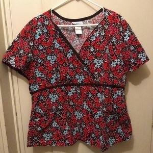 Flowered scrub top